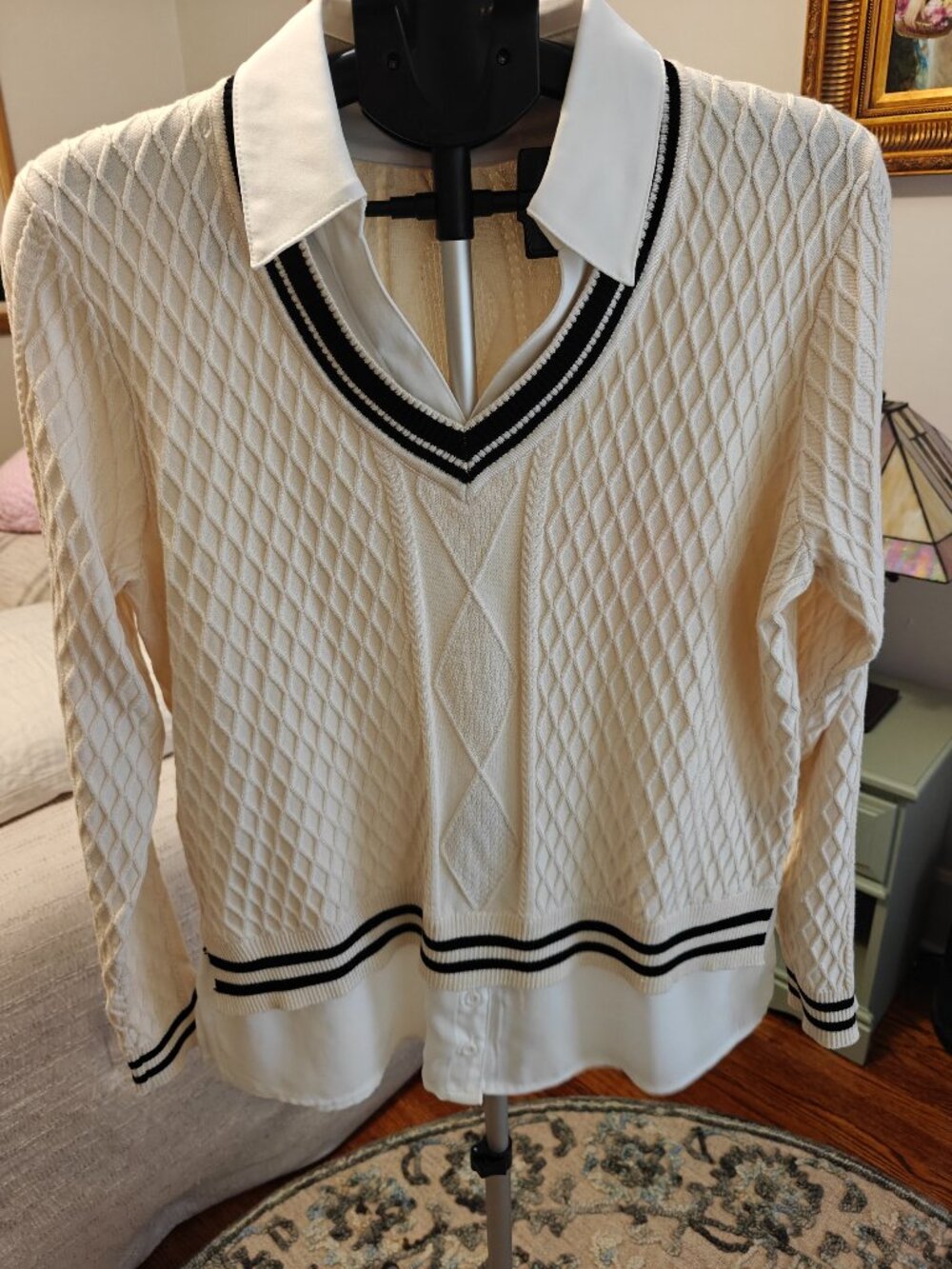 Adrianna Papell Top with Faux Undershirt